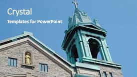  Presentation with church blue - Presentation design with church steeple against a blue background and a  colored foreground