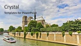  Presentation with notre dame paris france - Amazing PPT theme having church steeple cloud - notre dame de paris paris backdrop and a  colored foreground