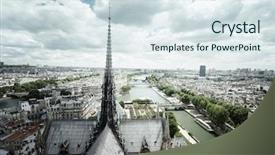  Presentation with notre dame paris france - PPT theme featuring church steeple cloud - paris from notre dame france background and a  colored foreground