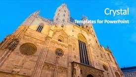  Presentation with vienna - PPT theme enhanced with church steeple cloud - st stephan cathedral in vienna background and a teal colored foreground