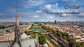  Presentation with notre dame paris france - Slides enhanced with church steeple cloud - view on paris from notre background and a light blue colored foreground