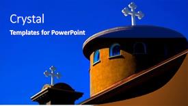  Presentation with church blue - Presentation theme enhanced with church-steeple-with-white-christian background and a cobalt blue colored foreground