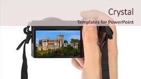  Presentation with castle - PPT layouts having church technogoly - hand with camera and castle background and a lemonade colored foreground