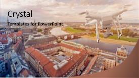 Presentation with drone - Audience pleasing PPT theme consisting of church technogoly - multicopter drone over the old backdrop and a  colored foreground