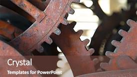  Presentation with church - Slide deck with church technogoly - old clockwork cogwheels close up background and a tawny brown colored foreground