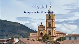  Presentation with tower - Beautiful PPT theme featuring church-tower-in-el-cocuy backdrop and a sky blue colored foreground