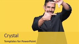  Presentation with christian - Cool new presentation theme with church vision - young christian priest over isolated backdrop and a yellow colored foreground