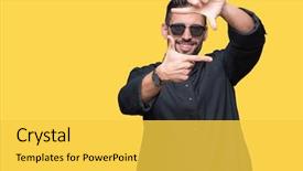  Presentation with islam and christian - Presentation theme with church vision - young christian priest wearing sunglasses background and a yellow colored foreground