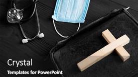  Presentation with church christian - Presentation theme featuring church-with-wood-cross-face background and a black colored foreground