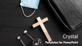  Presentation with face mask - Cool new slide set with church-with-wood-cross-face backdrop and a dark gray colored foreground