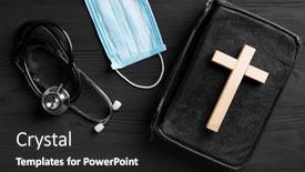  Presentation with face mask - Presentation consisting of church-with-wood-cross-face background and a dark gray colored foreground