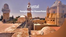  Presentation with old city of jerusalem - Audience pleasing presentation consisting of churches and mosques in old backdrop and a light blue colored foreground