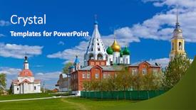  Presentation with russia - Theme having churches-in-kolomna-kremlin-russia background and a teal colored foreground
