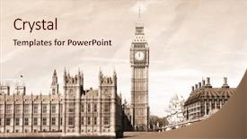  Presentation with parliament - Beautiful presentation theme featuring churchill - vintage view of london big backdrop and a lemonade colored foreground