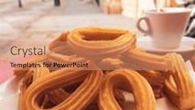  Presentation with churros - Slide set featuring churros-and-hot-chocolate background and a coral colored foreground