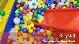  Presentation with children on plastic waste - Audience pleasing slides consisting of chute design - colorful plastic balls backdrop and a crimson colored foreground
