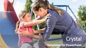  Presentation with playground - Amazing slides having chuting down slide at playground backdrop and a ocean colored foreground