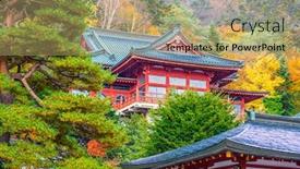  Presentation with japan - PPT theme with chuzen-ji-temple-in-nikko background and a coral colored foreground