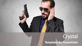  Presentation with charging gun man hands charging - Slides enhanced with cia - man holding a gun background and a gray colored foreground