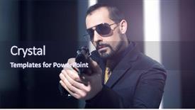  Presentation with secret agent - Beautiful slides featuring cia - secret agent holding a gun backdrop and a wine colored foreground