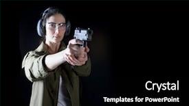 Presentation with gun - Beautiful slide deck featuring cia - woman holding a gun backdrop and a black colored foreground