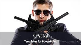  Presentation with gun - Audience pleasing presentation theme consisting of cia - young man in black suit backdrop and a wine colored foreground