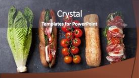  Presentation with mozzarella cheese - Cool new presentation theme with ciabatta sandwich with romaine salad backdrop and a dark gray colored foreground