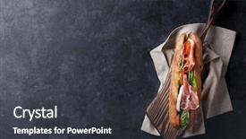  Presentation with mozzarella cheese - Presentation design featuring ciabatta sandwich with romaine salad background and a dark gray colored foreground