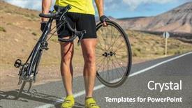  Presentation with road repair - PPT theme having cicle - bike repair cyclist man background and a gray colored foreground
