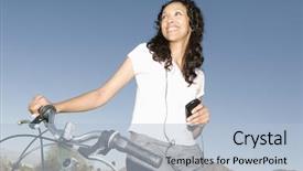  Presentation with music african american jazz musician - Beautiful slide set featuring ciclo celular - african american woman standing backdrop and a light blue colored foreground