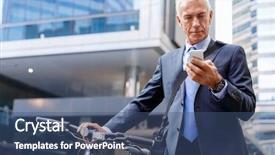  Presentation with bicycle - Slide set consisting of ciclo celular - successful businessman riding bicycle background and a  colored foreground