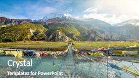  Presentation with suspension bridge - Cool new slide set with cicuit - suspension bridge with buddhist prayer backdrop and a gray colored foreground