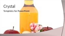  Presentation with apple flower - Slides consisting of cider bottle with red apples whole and in half with apple flower blossom isolated over white background background and a white colored foreground