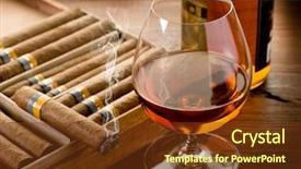  Presentation with liquor - PPT theme consisting of cigar and bottle of liquor background and a tawny brown colored foreground