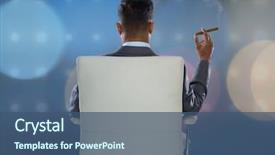  Presentation with cigar - Presentation theme enhanced with cigar and sparkling light circles background and a ocean colored foreground