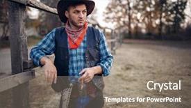  Presentation with cowboy - Audience pleasing slide deck consisting of cigar in the horse corral backdrop and a gray colored foreground