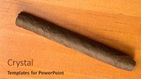  Presentation with cigar - Theme featuring cigar-on-wooden-table-overhead background and a gold colored foreground