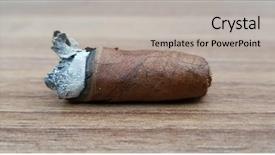  Presentation with cuban - Colorful slide set enhanced with cigar resting on an ashtray backdrop and a light gray colored foreground
