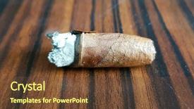  Presentation with cuban - Audience pleasing PPT theme consisting of cigar resting on an ashtray backdrop and a tawny brown colored foreground