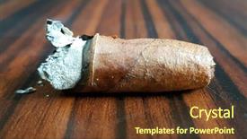  Presentation with cuban - Slide set featuring cigar resting on an ashtray background and a tawny brown colored foreground