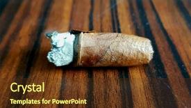  Presentation with cuban - Colorful slide deck enhanced with cigar resting on an ashtray backdrop and a tawny brown colored foreground