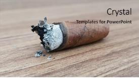  Presentation with cuban - Theme having cigar resting on an ashtray background and a light gray colored foreground