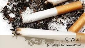  Presentation with cigarette te dent - Colorful presentation theme enhanced with cigarette-buts backdrop and a coral colored foreground