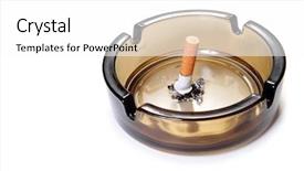 Presentation with cigarette - PPT theme enhanced with cigarette butt in ash tray side view isolated background and a white colored foreground