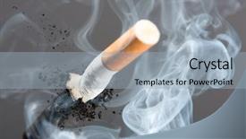  Presentation with cigarette - Theme having bad lung - cigarette butt in smoke background and a light blue colored foreground