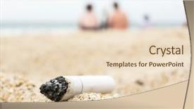  Presentation with cigarette - Audience pleasing PPT theme consisting of cigarette butt on a beach backdrop and a lemonade colored foreground