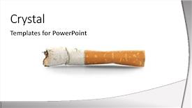  Presentation with cigarette te dent - PPT theme with cigarette butt on white background background and a  colored foreground
