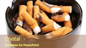  Presentation with smoking ashtray - PPT theme featuring cigarette butts in ashtray isolateed background and a red colored foreground