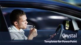  Presentation with cigarette - Slide deck with cigarette in a car background and a navy blue colored foreground