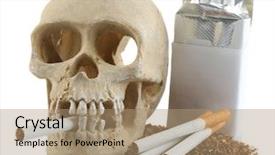  Presentation with human mouth - Slides enhanced with cigarette in his mouth background and a  colored foreground